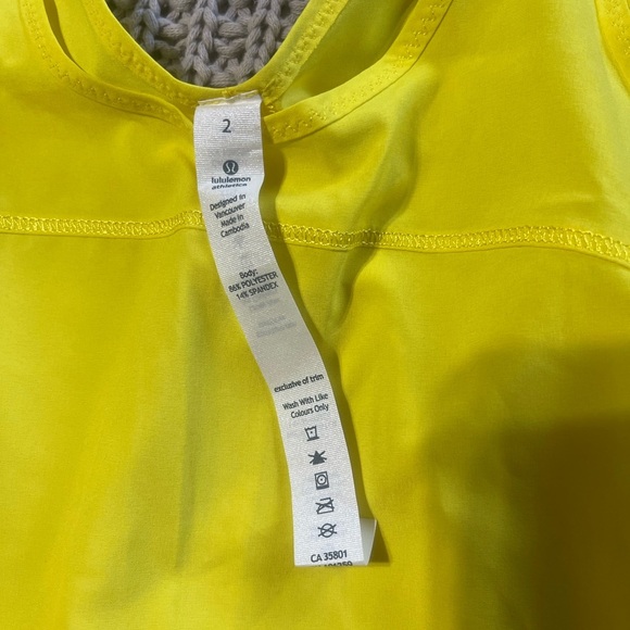 Lululemon Neon Yellow Tank Size 2 - Picture 2 of 3
